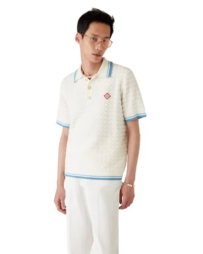 Casablanca White Shirt With Classic Collar And Chest Logo Patch In Cotton Man In White