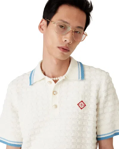 Casablanca White Shirt With Classic Collar And Chest Logo Patch In Cotton Man In White