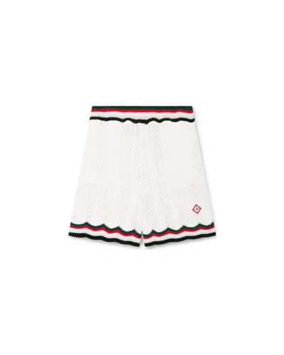 Casablanca Chevron Crochet Bermuda Shorts In White