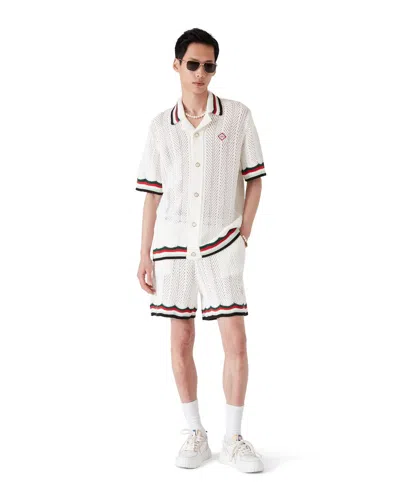 Casablanca Chevron Crochet Bermuda Shorts In White