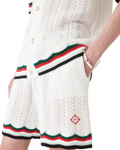 Casablanca Chevron Crochet Bermuda Shorts In White