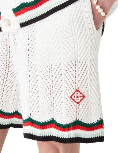 Casablanca Chevron Crochet Bermuda Shorts In White