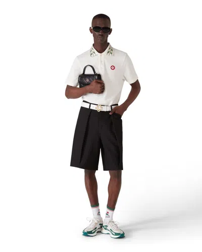 Casablanca Polo Shirt With Short Sleeves And Embroidered Collar In White