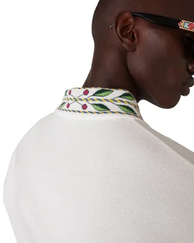 Casablanca Polo Shirt With Short Sleeves And Embroidered Collar In White