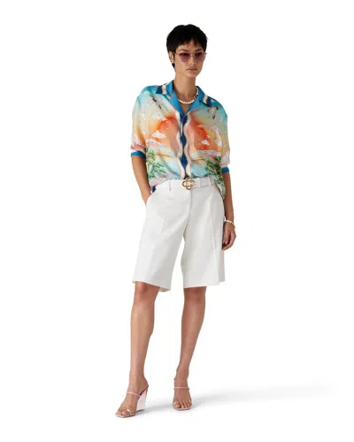Casablanca Tennis Club Convertible-collar Printed Silk-twill Shirt In Gray