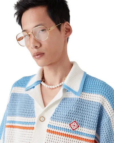 Casablanca Cotton Knit Tennis Shirt In White