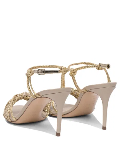 Casadei Braided Stiletto Sandals In Leather Blend In Pink