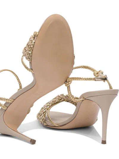 Casadei Braided Stiletto Sandals In Leather Blend In Pink