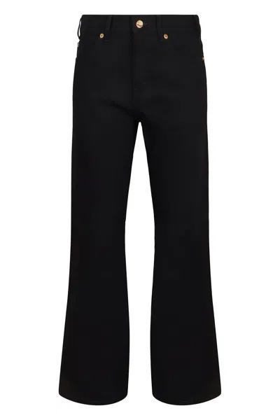 Celine Straight Leg Trousers Belt Loops In Black