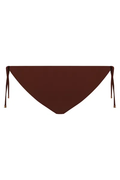 Celine Triomphe Swimsuit Botton In Matte Jersey In Brown