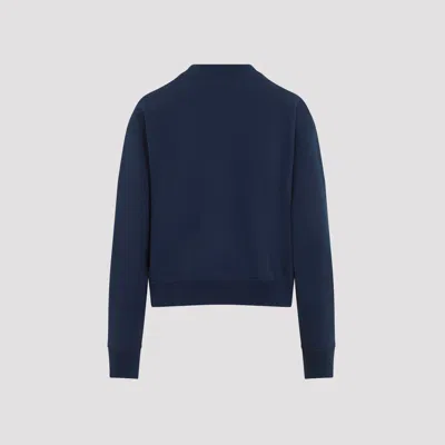 Chloé Blue Crewneck Sweatshirt With Logo Lettering Print In Cotton Woman