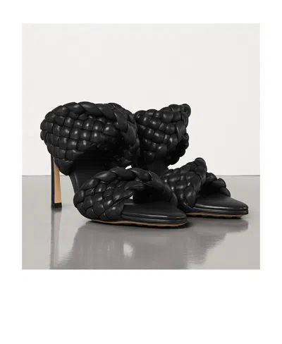 Bottega Veneta The Curve 95 Lambskin Mules With Twisted Intrecciato Straps In Black