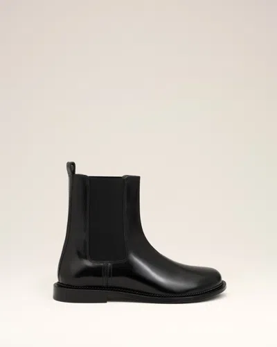 Ami Alexandre Mattiussi Black Leather Anatomical Toe Chelsea Boots Black
