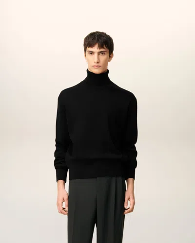 Ami Alexandre Mattiussi Black Wool Ami De Coeur Turtle Neck Sweater Black In Black