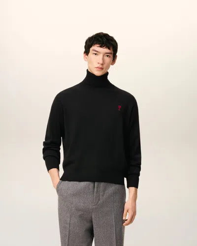 Ami Alexandre Mattiussi Ami Paris Ami De Coeur Midnight Blue Turtleneck In Black
