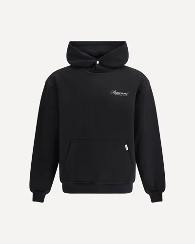 Represent Black Hoodie With Logo Lettering Detail On The Front And Maxi Logo Print On The Rear In Cotton Man