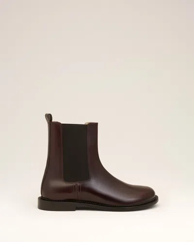 Ami Alexandre Mattiussi Burgundy Leather Anatomical Toe Chelsea Boots Red