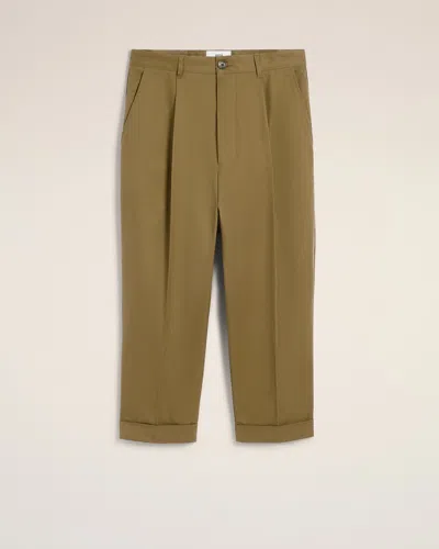 Ami Alexandre Mattiussi Green Cotton Carrot Oversized Trousers Green In Brown
