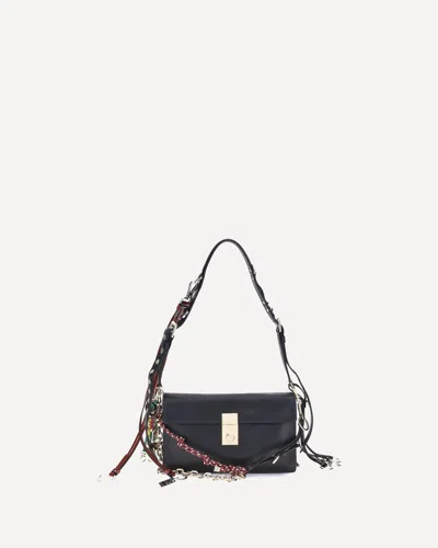 Prada Soft Sound Large Leather Shoulder Bag With Charms In Black