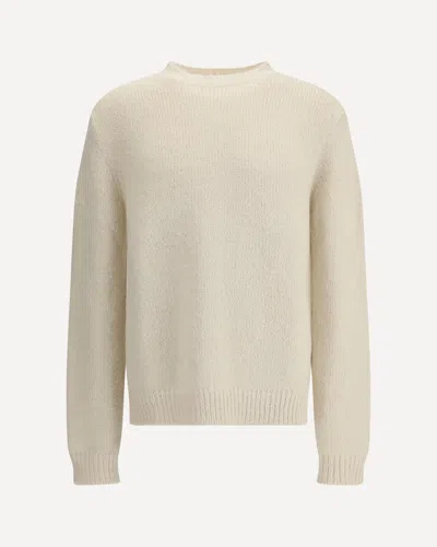 Jil Sander Ribbed Hem And Cuff Alpaca Blend Sweater In White