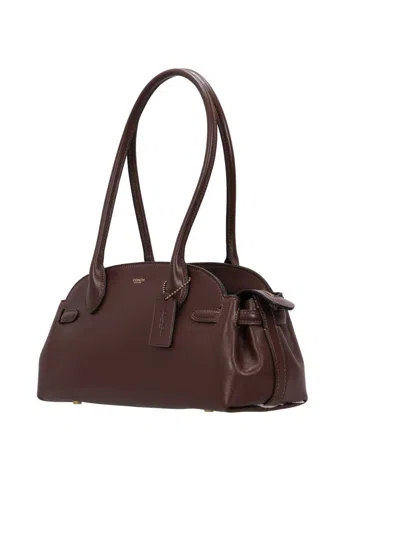 Coach Womens Empire 34 Leather Carryall Bag Maple