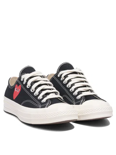 Comme Des Garçons Play Chuck Taylor Small Red Heart Sneakers In Black