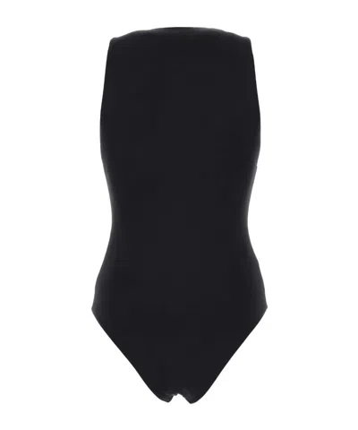 Prada Deep V-neck Swimsuit In Black