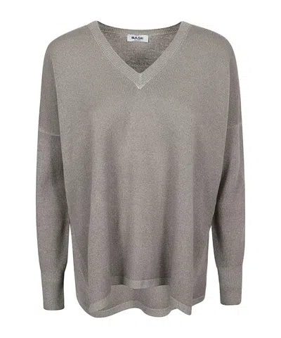 Baserange Base Wool V-necked Sweater In Gray
