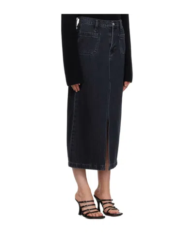 Frame Le Bardot Denim Midi Skirt In Black