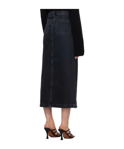 Frame Le Bardot Denim Midi Skirt In Black