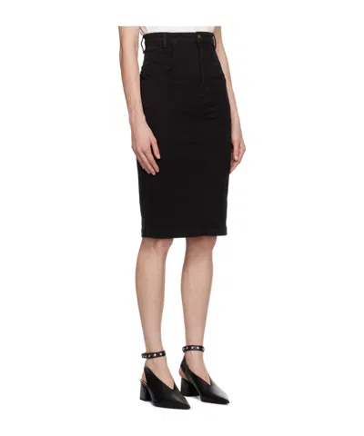 Frame Black Four-pocket Denim Midi Skirt In Black