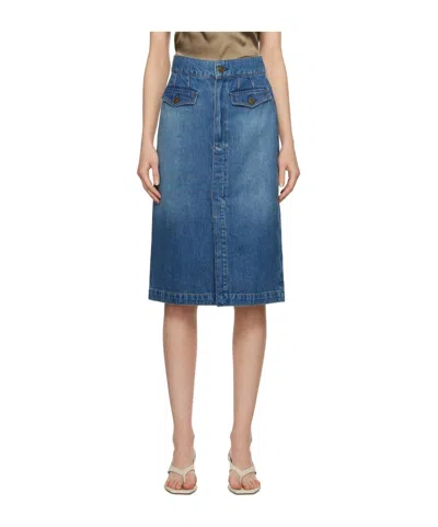Frame Denim Skirt With Front Slits