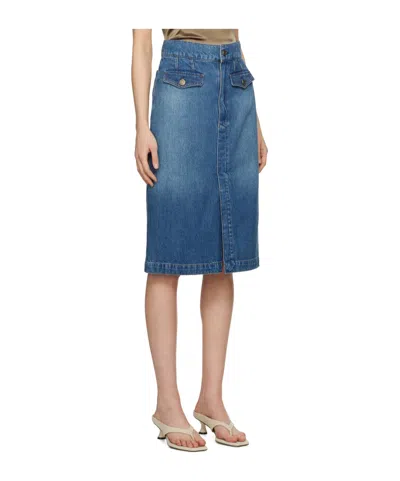 Frame Denim Skirt With Front Slits