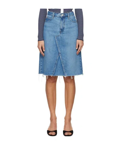 Frame Deconstructed Denim Midi Skirt In Mabel In Blue
