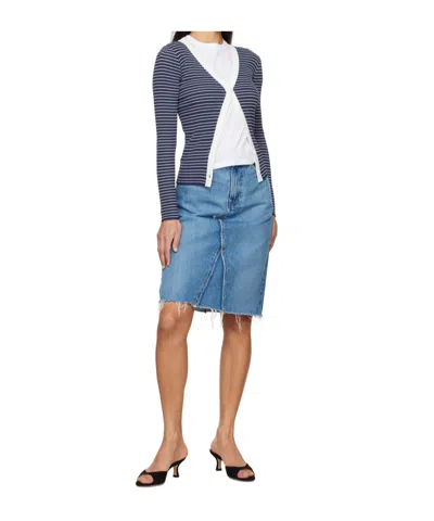 Frame Deconstructed Denim Midi Skirt In Mabel In Blue