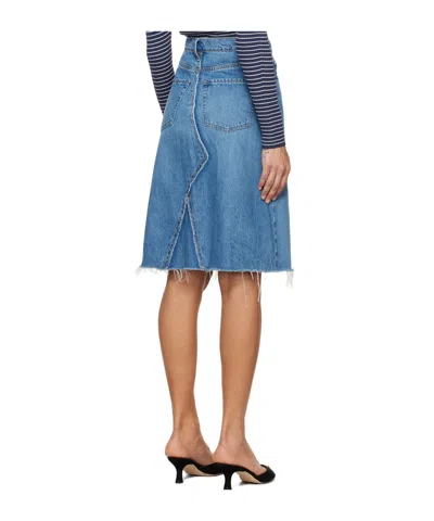 Frame Deconstructed Denim Midi Skirt In Mabel In Blue