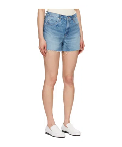 Frame Faded Denim Shorts In Blue
