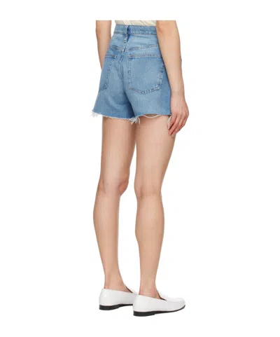Frame Faded Denim Shorts In Blue