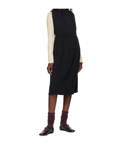 Baserange Shirred Dress In Black