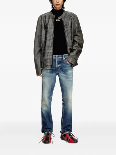 Diesel Relaxed Fit Faded Blue Jeans With Vintage Distressing In Blue