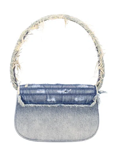 Diesel 1dr Crystal-embellished Denim Shoulder Bag In Blue