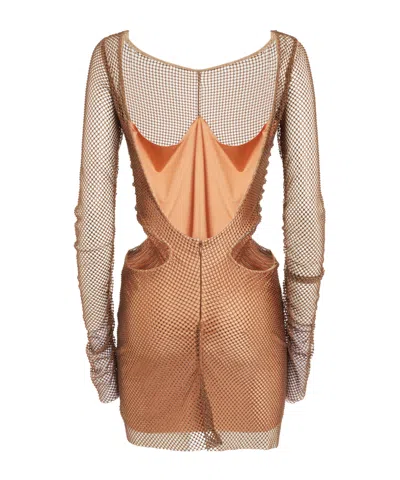 Giuseppe Di Morabito Rhinestone-embellished Cut-out Minidress In Brown