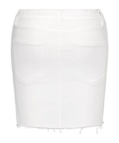 Frame High-waisted Raw-hem Mini Skirt In White