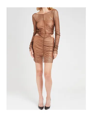 Giuseppe Di Morabito Rhinestone-embellished Cut-out Minidress In Brown