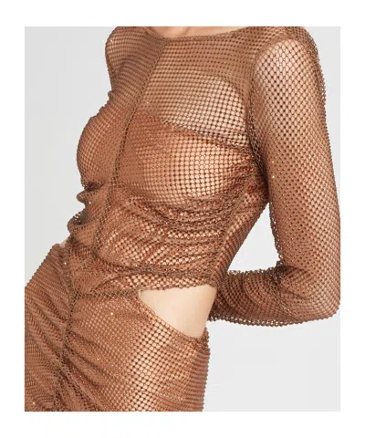 Giuseppe Di Morabito Rhinestone-embellished Cut-out Minidress In Brown