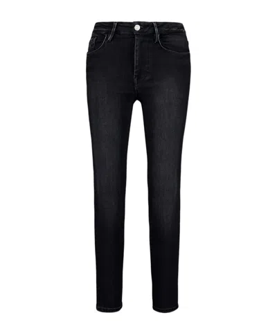 Frame Le One Skinny Cropped Jeans In Black