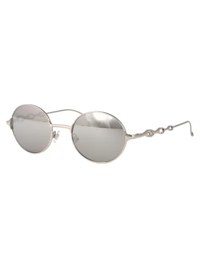 Diesel Argento Lucido Metal Sunglasses In Metallic