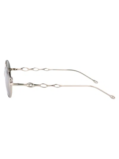 Diesel Argento Lucido Metal Sunglasses In Metallic