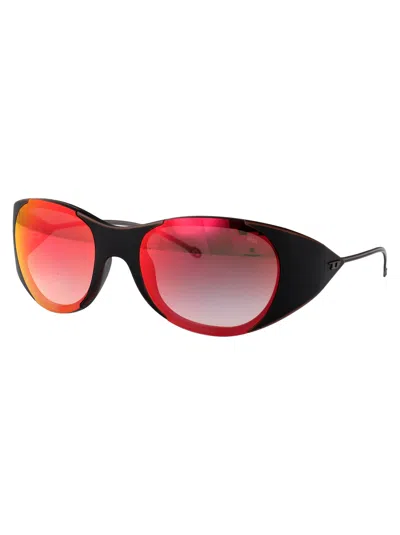 Diesel Green Gradient Brown Mirror Red Acetate Sunglasses In Black