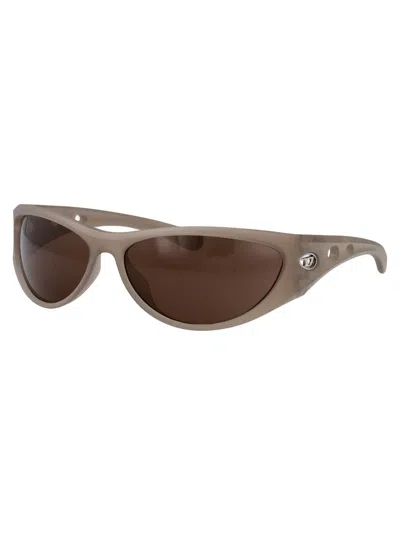 Diesel Opalescent Transparent Grey Acetate Sunglasses In Gray